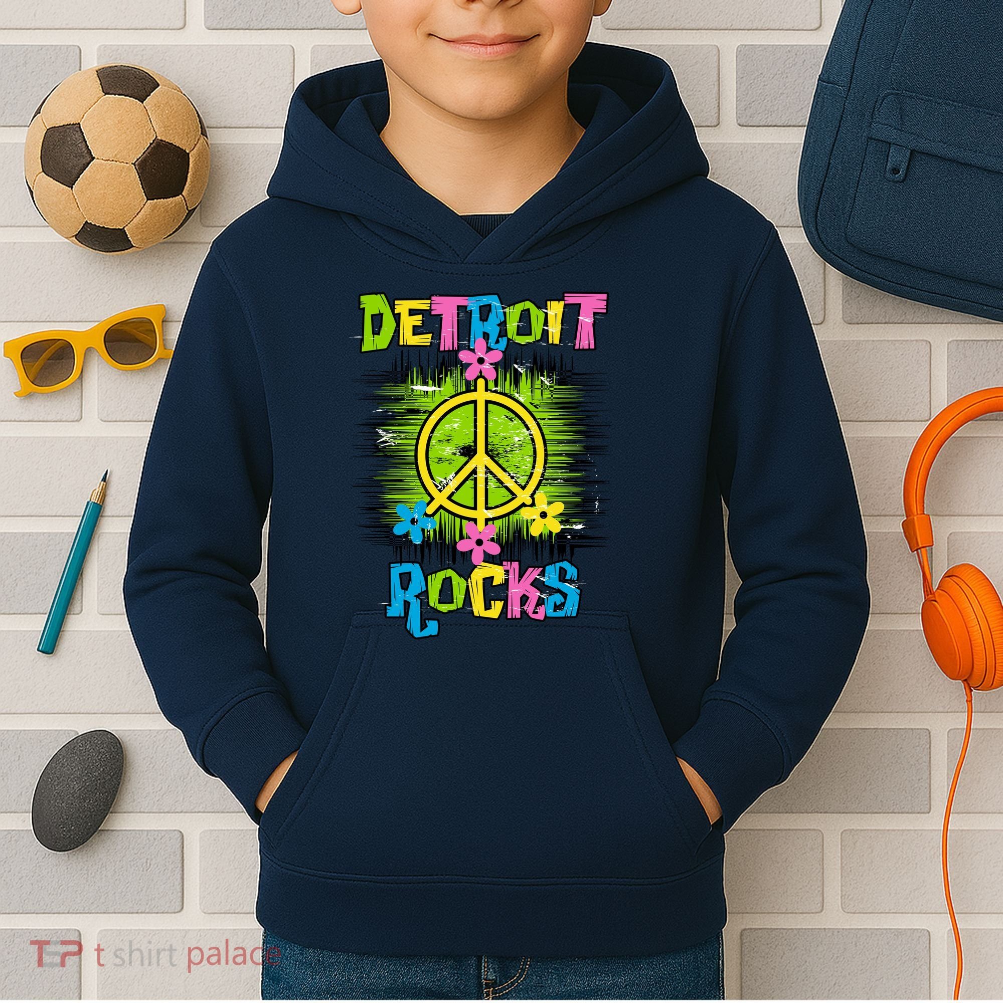 Detroit Rocks Peace Kids Hoodie