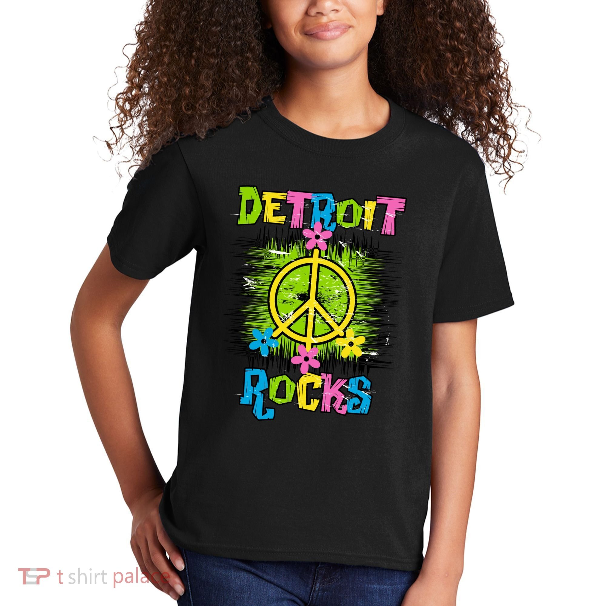 Detroit Rocks Peace Kids T-Shirt