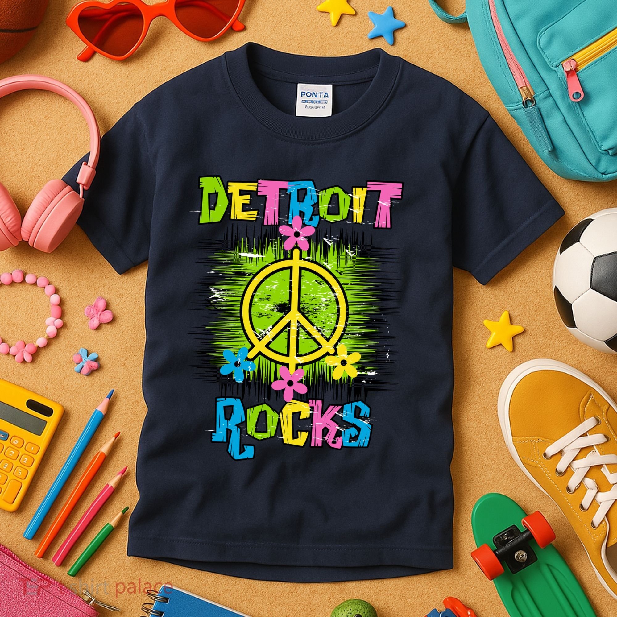 Detroit Rocks Peace Kids T-Shirt