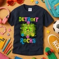 Detroit Rocks Peace Kids T-Shirt thumb 3