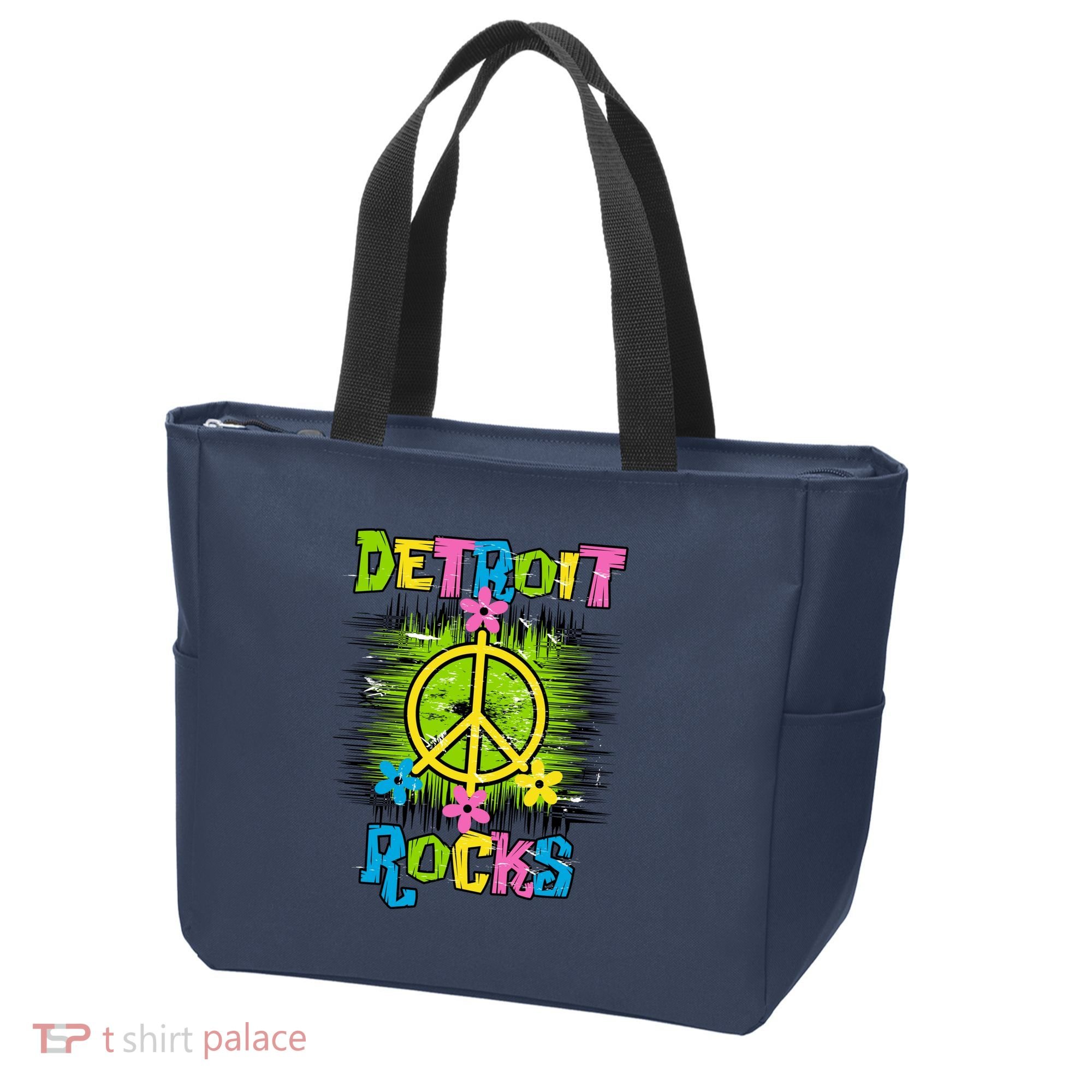 Detroit Rocks Peace Tote Bag