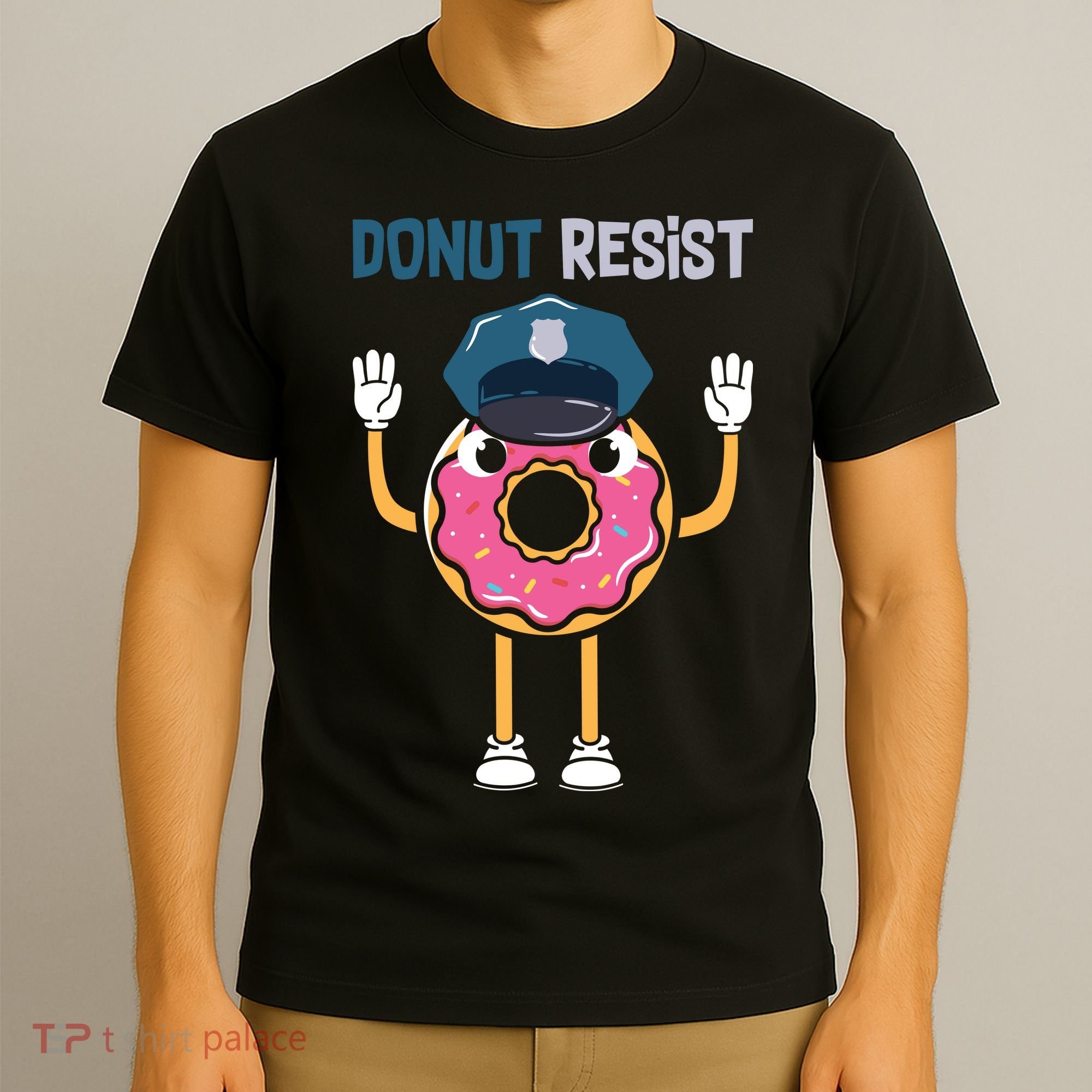Donut Resist Police Officer Blue Line Donut Graphic Plus Size Shirt For Girl Boy T-Shirt