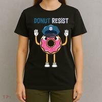 Donut Resist Police Officer Blue Line Donut Graphic Plus Size Shirt For Girl Boy T-Shirt thumb 4