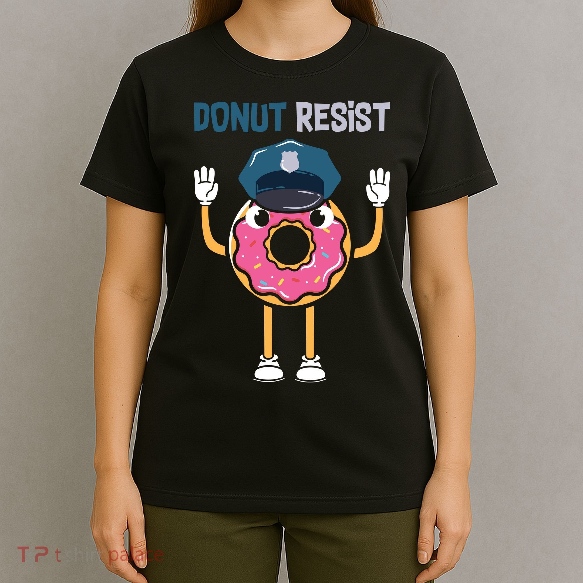 Donut Resist Police Officer Blue Line Donut Graphic Plus Size Shirt For Girl Boy T-Shirt