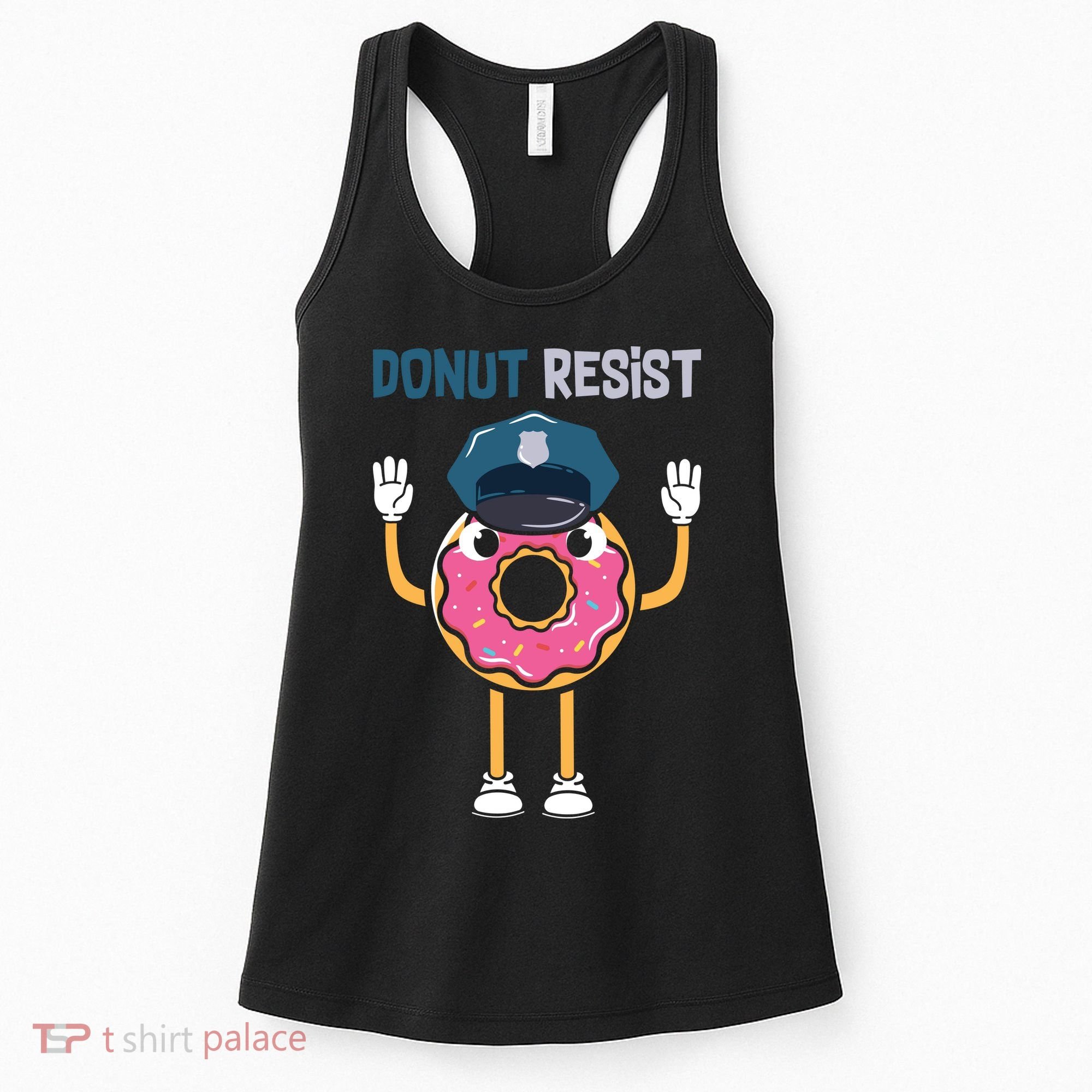 Donut Resist Police Officer Blue Line Donut Graphic Plus Size Shirt For Girl Boy Women's Tank Top