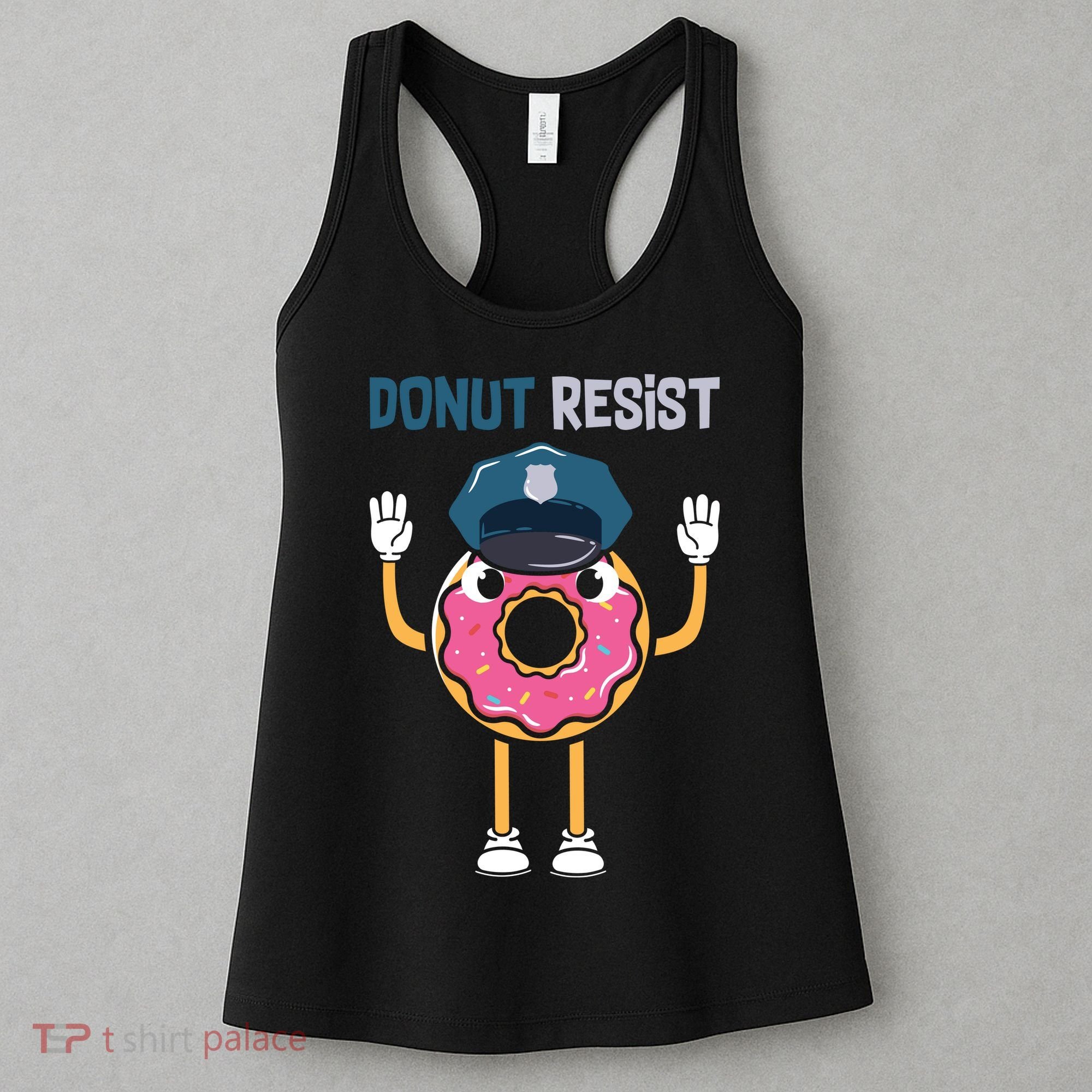 Donut Resist Police Officer Blue Line Donut Graphic Plus Size Shirt For Girl Boy Women's Tank Top