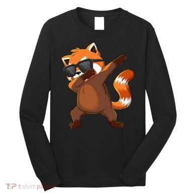Dabbing Red Panda Wearing Sunglasses Dab Dance Long Sleeve Shirt
