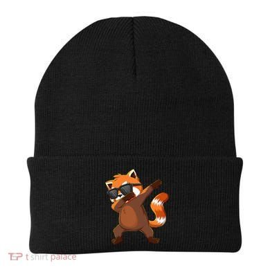 Dabbing Red Panda Wearing Sunglasses Dab Dance Beanie