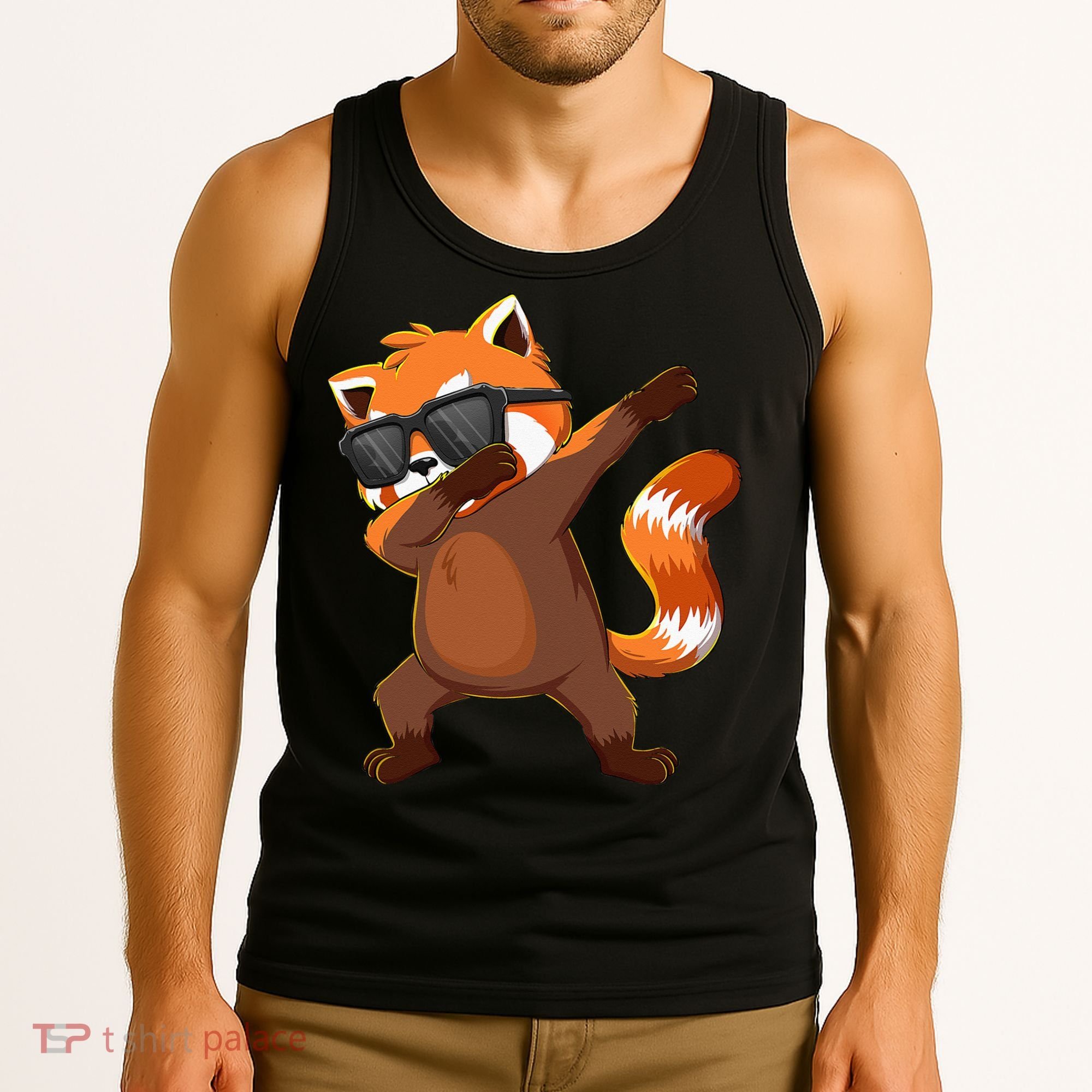 Dabbing Red Panda Wearing Sunglasses Dab Dance Tank Top