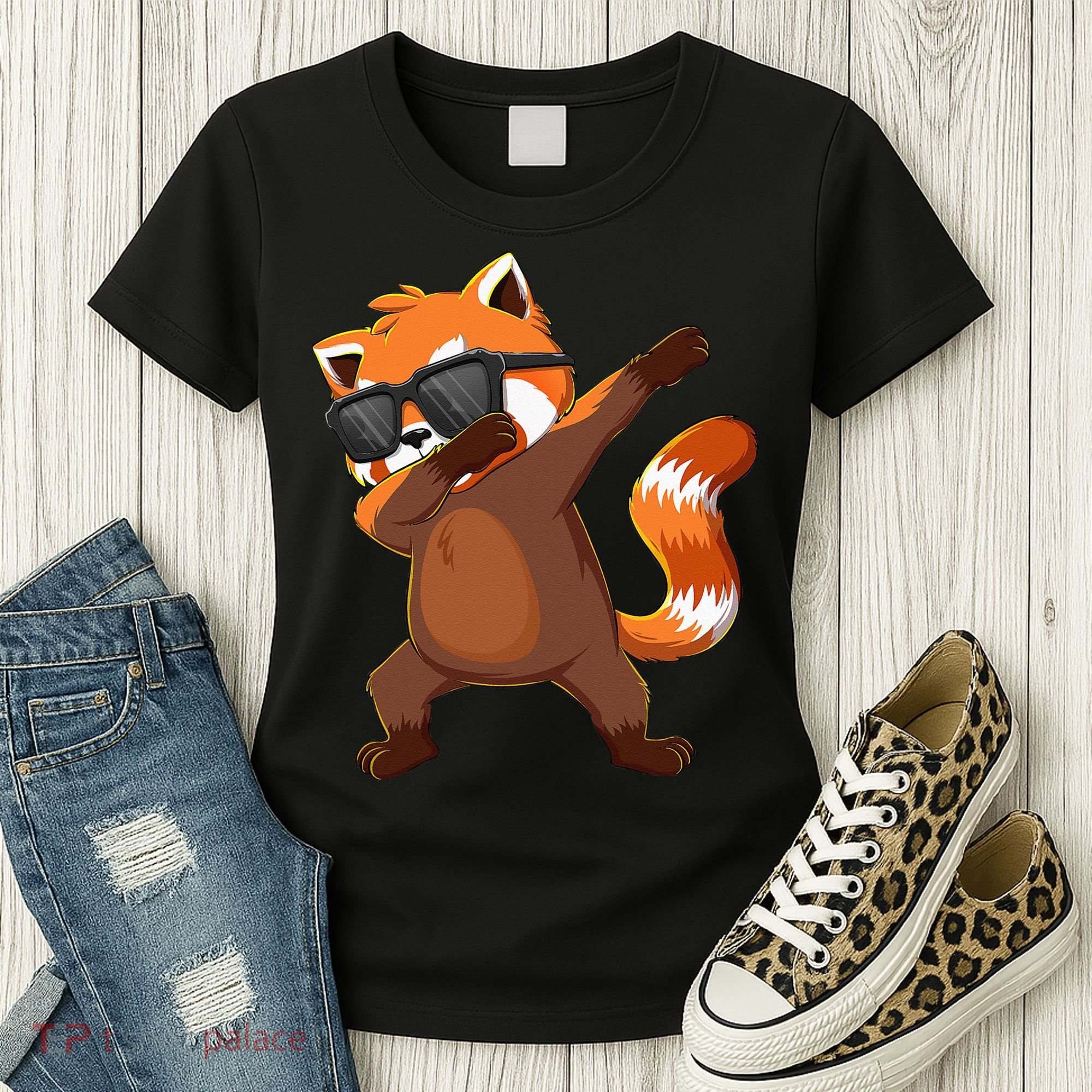 Dabbing Red Panda Wearing Sunglasses Dab Dance Women's T-Shirt