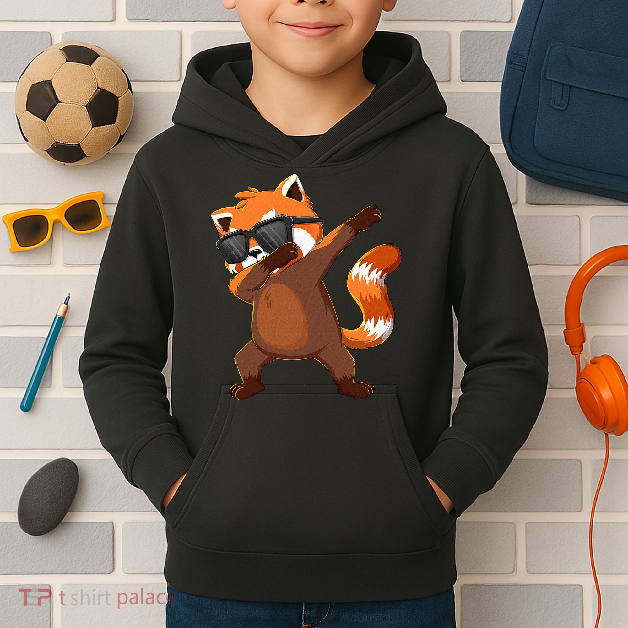 Dabbing Red Panda Wearing Sunglasses Dab Dance Kids Hoodie
