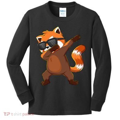 Dabbing Red Panda Wearing Sunglasses Dab Dance Kids Long Sleeve Shirt