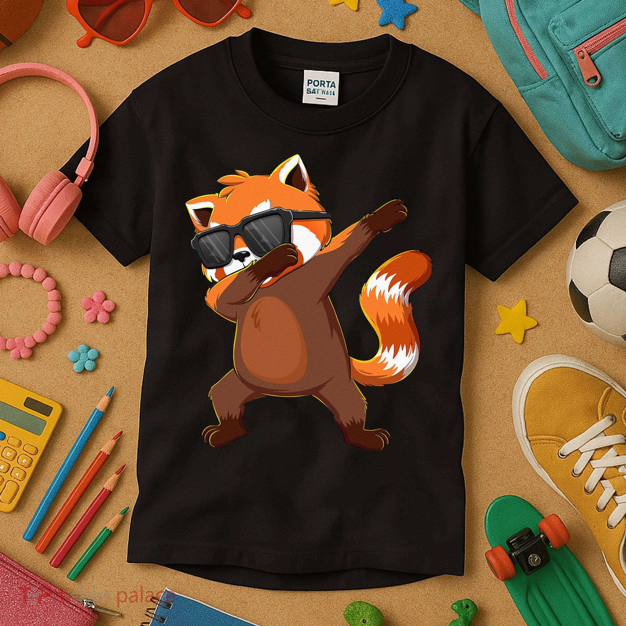 Dabbing Red Panda Wearing Sunglasses Dab Dance Kids T-Shirt