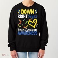 Down Right Perfect Down Syndrome Awareness Heart Sock Women's Sweatshirt thumb 0
