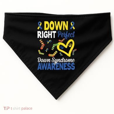 Down Right Perfect Down Syndrome Awareness Heart Sock USA-Made Doggie Bandana