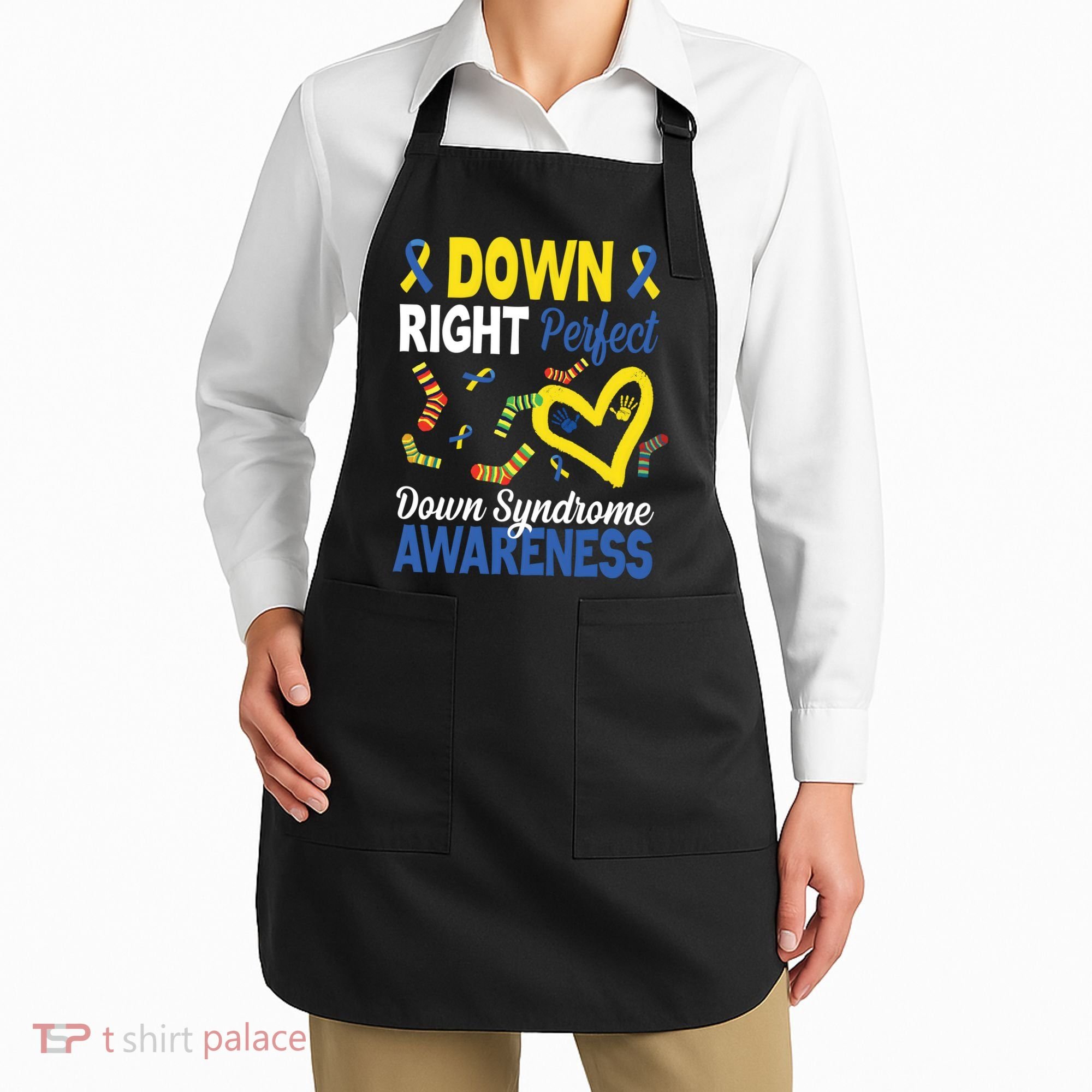 Down Right Perfect Down Syndrome Awareness Heart Sock Apron