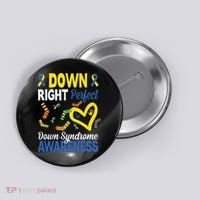 Down Right Perfect Down Syndrome Awareness Heart Sock Button thumb 0