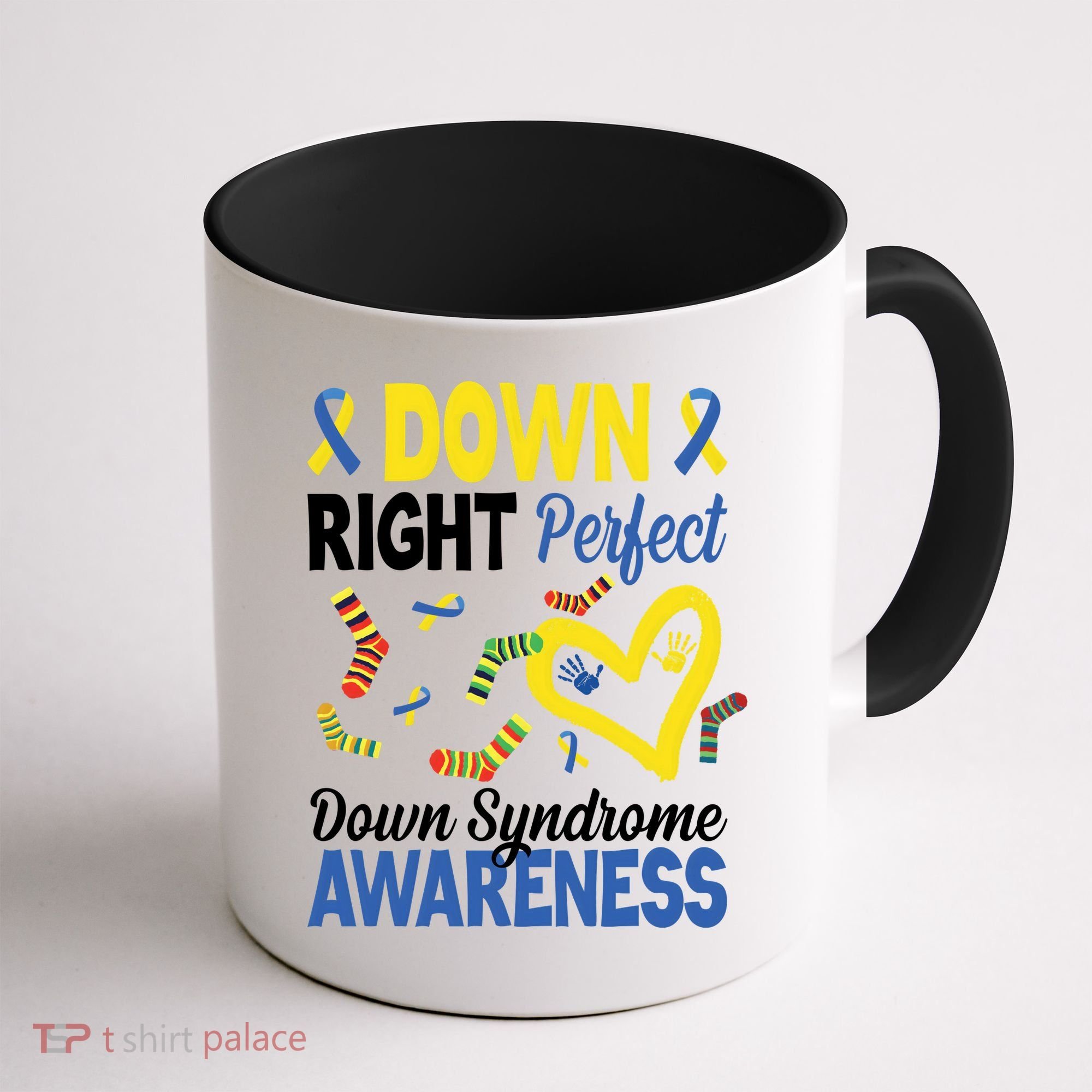 Down Right Perfect Down Syndrome Awareness Heart Sock Coffee Mug