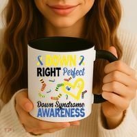 Down Right Perfect Down Syndrome Awareness Heart Sock Coffee Mug thumb 3