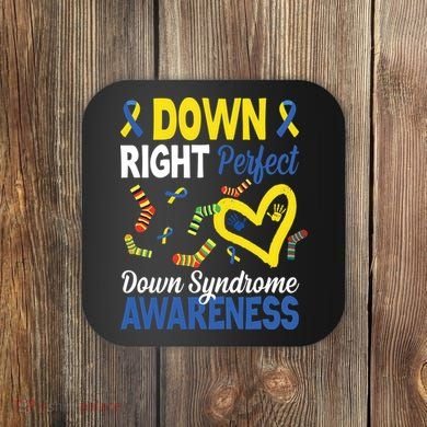Down Right Perfect Down Syndrome Awareness Heart Sock Coaster