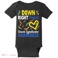 Down Right Perfect Down Syndrome Awareness Heart Sock Baby Bodysuit thumb 0