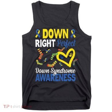 Down Right Perfect Down Syndrome Awareness Heart Sock Tank Top