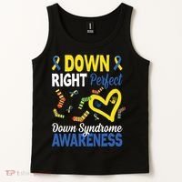 Down Right Perfect Down Syndrome Awareness Heart Sock Tank Top thumb 2