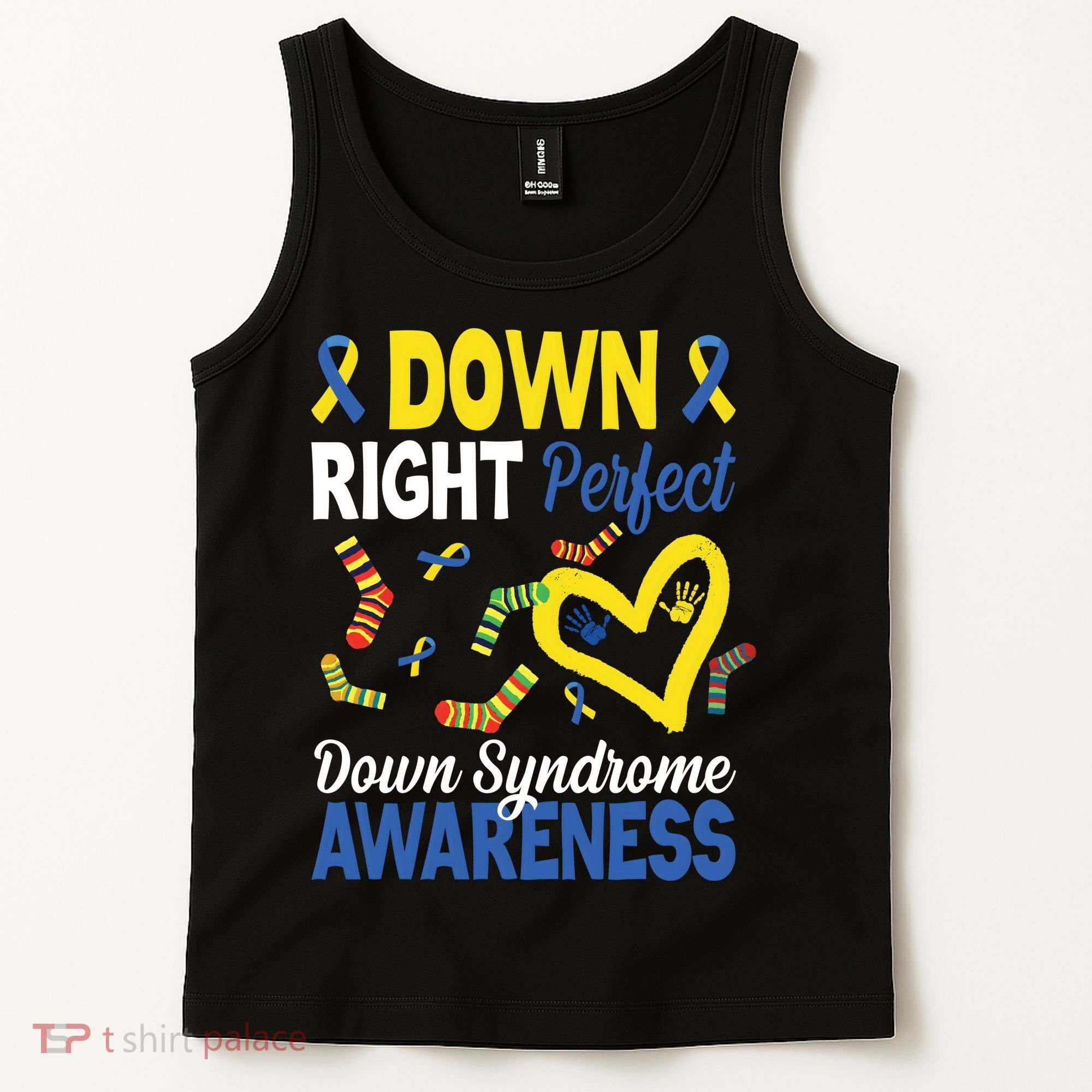 Down Right Perfect Down Syndrome Awareness Heart Sock Tank Top
