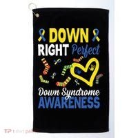 Down Right Perfect Down Syndrome Awareness Heart Sock Golf Towel thumb 0