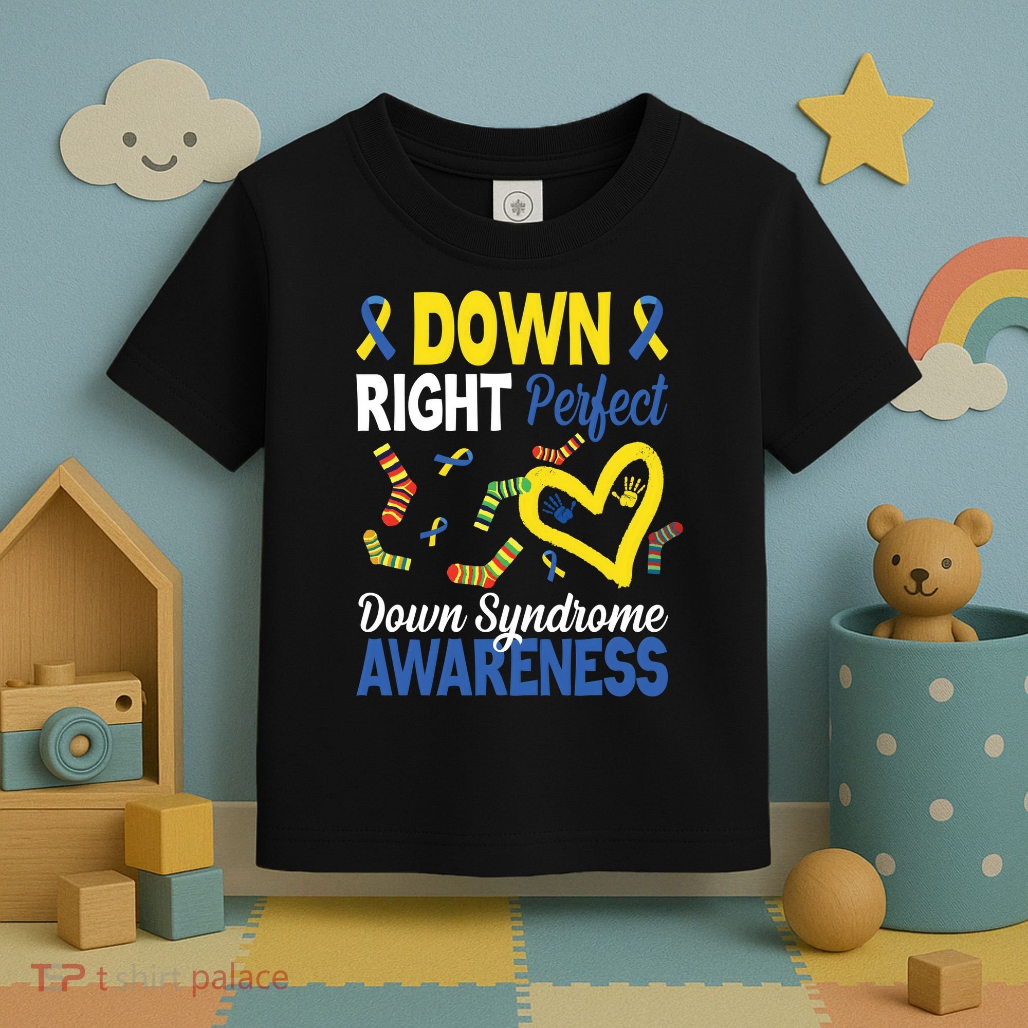 Down Right Perfect Down Syndrome Awareness Heart Sock Toddler T-Shirt