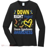 Down Right Perfect Down Syndrome Awareness Heart Sock Women's Long Sleeve Shirt thumb 0