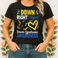 Down Right Perfect Down Syndrome Awareness Heart Sock Women's T-Shirt thumb 2