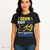 Down Right Perfect Down Syndrome Awareness Heart Sock Women's T-Shirt thumb 4
