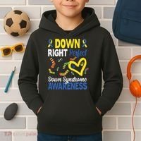 Down Right Perfect Down Syndrome Awareness Heart Sock Kids Hoodie thumb 2