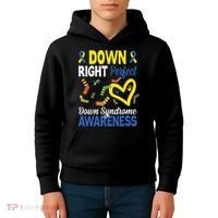 Down Right Perfect Down Syndrome Awareness Heart Sock Kids Hoodie thumb 4