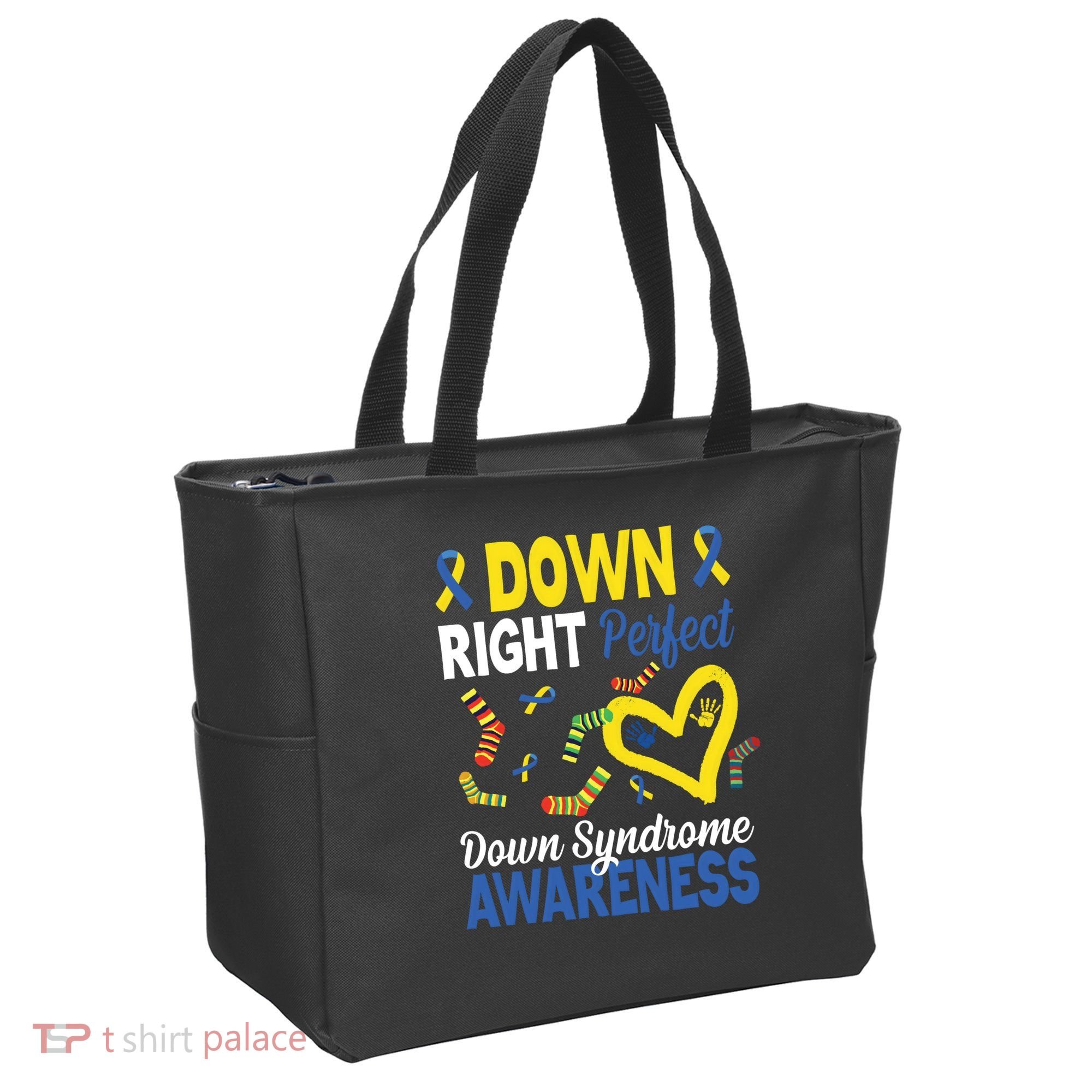Down Right Perfect Down Syndrome Awareness Heart Sock Tote Bag
