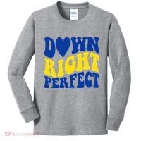 Down Right Perfect Down Syndrome Awareness Kids Long Sleeve Shirt thumb 0