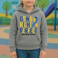 Down Right Perfect Down Syndrome Awareness Kids Hoodie thumb 3