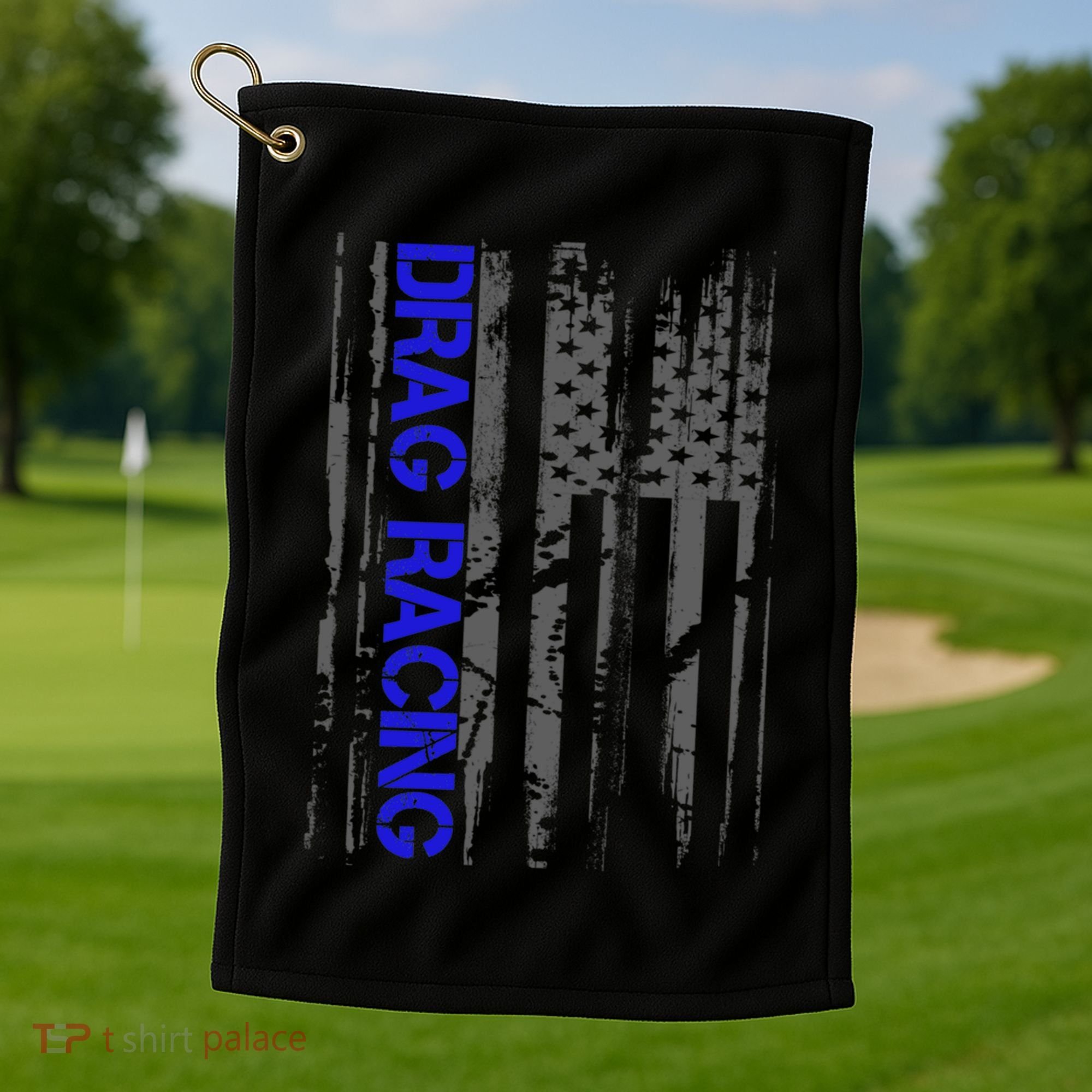 Drag Racer Patriotic American Flag Drag Racing Gift Golf Towel