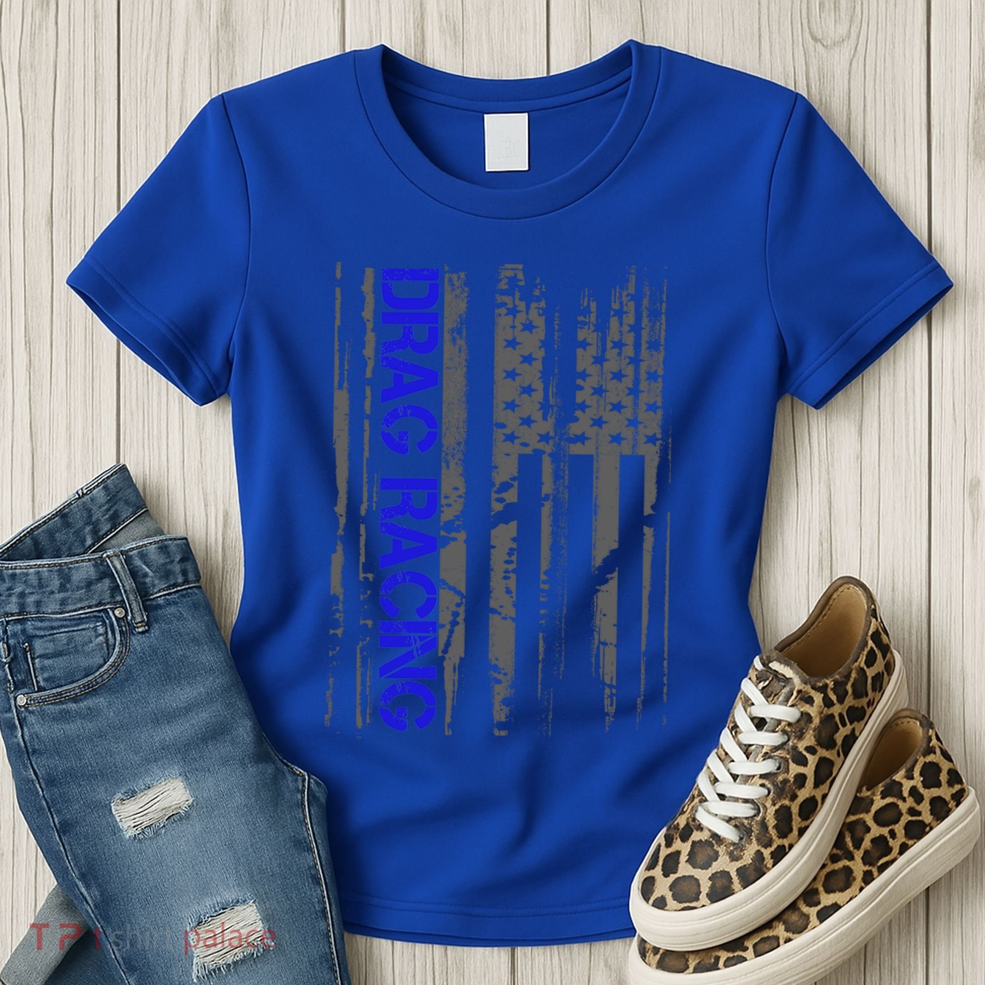 Drag Racer Patriotic American Flag Drag Racing Gift Women's T-Shirt