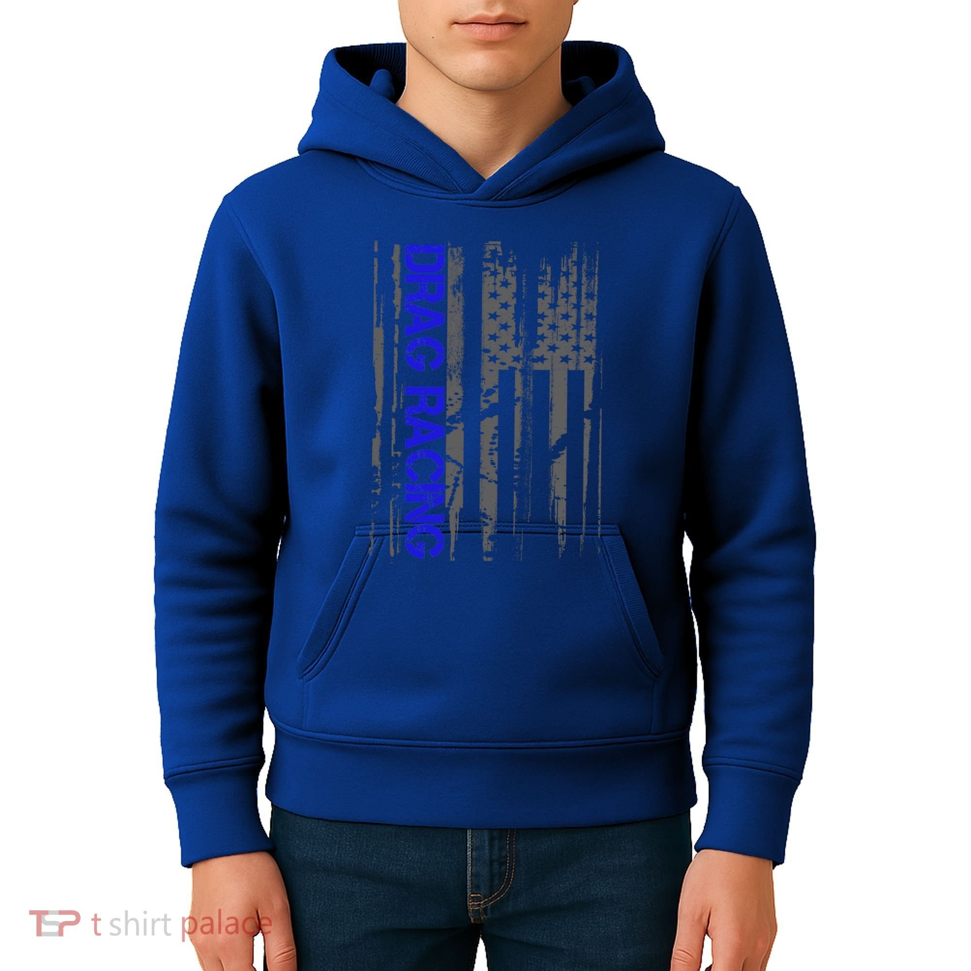 Drag Racer Patriotic American Flag Drag Racing Gift Kids Hoodie