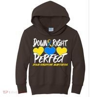 Down Right Perfect Down Syndrome Awareness Kids Hoodie thumb 0