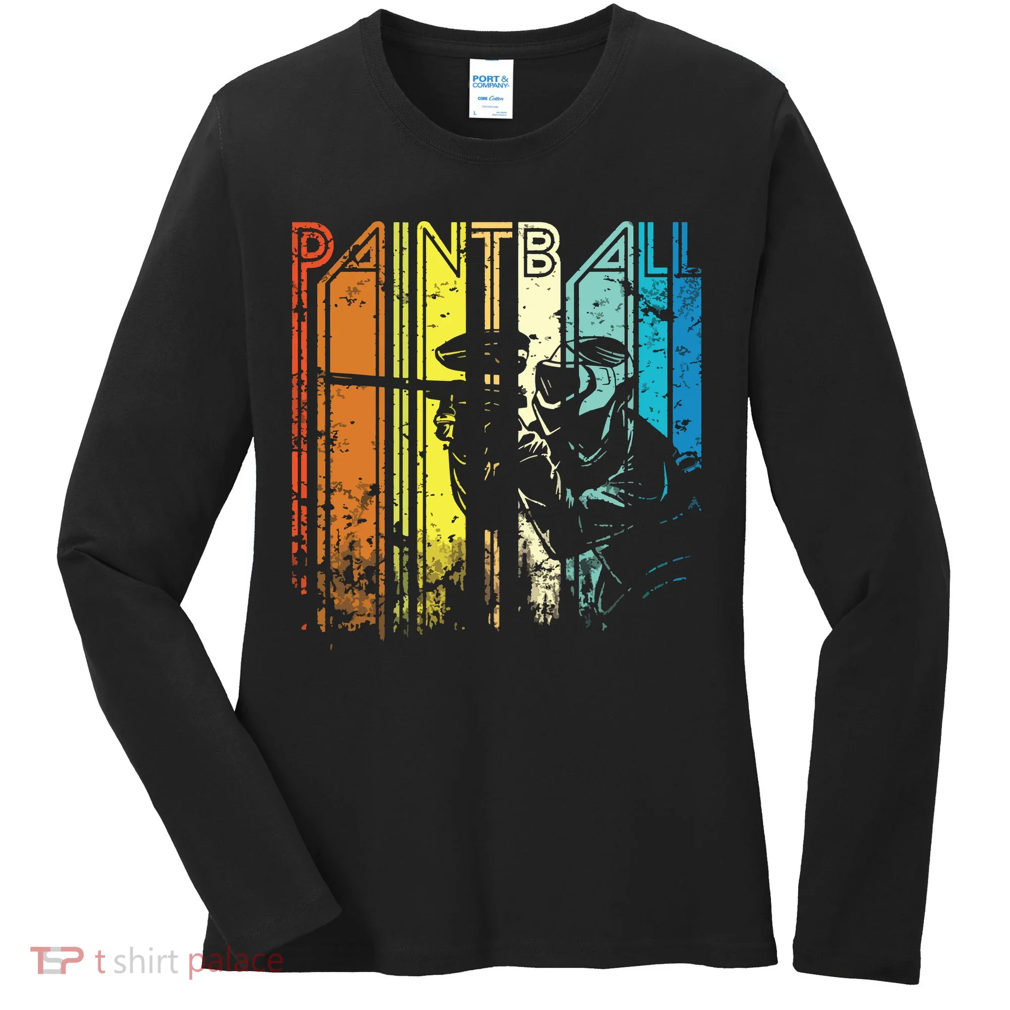 Distressed Retro Paintball For Gift Women's Long Sleeve Shirt