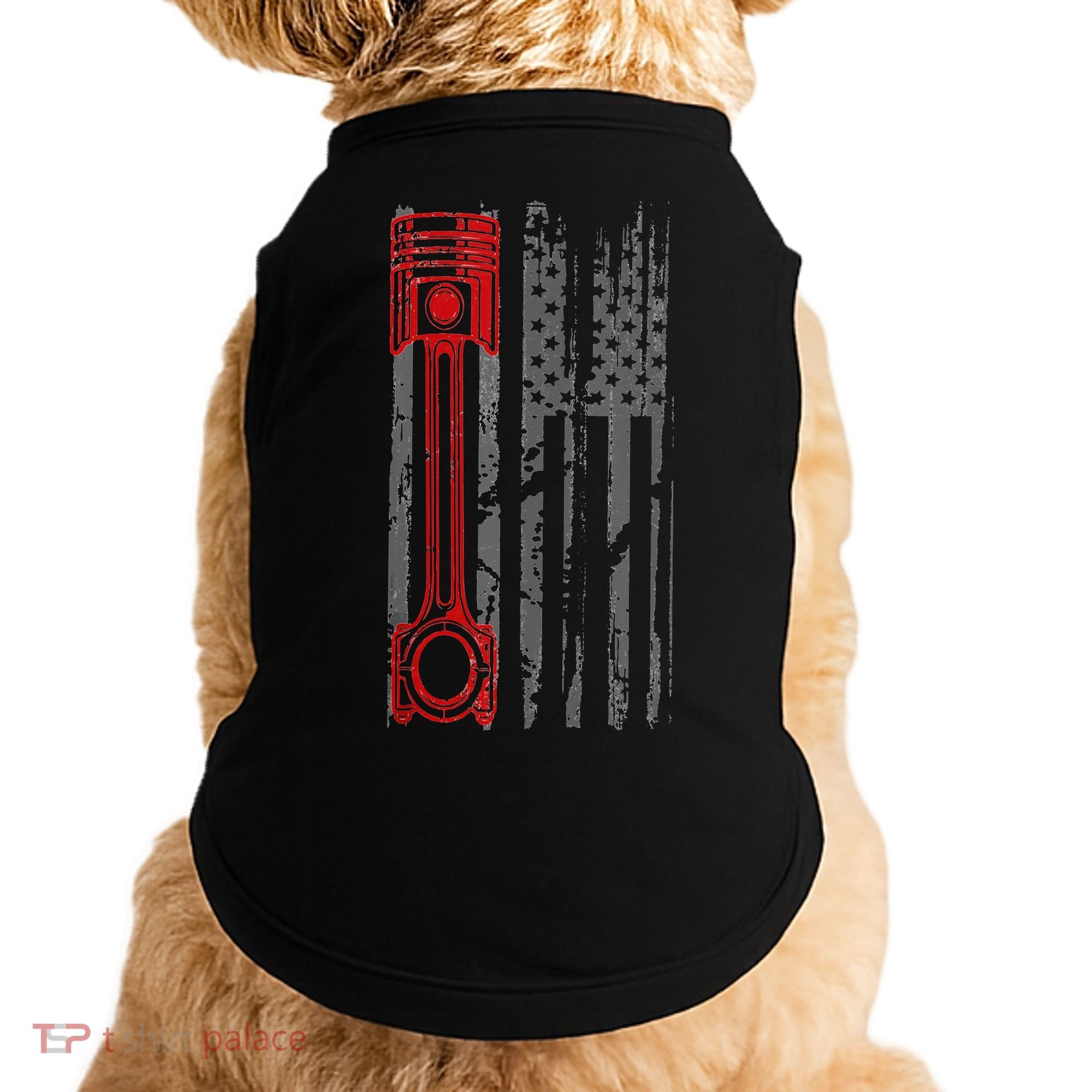 Drag Racer Pistons Patriotic American Flag Drag Racing Doggie Tank