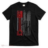 Drag Racer Pistons Patriotic American Flag Drag Racing T-Shirt thumb 0