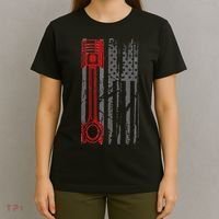 Drag Racer Pistons Patriotic American Flag Drag Racing T-Shirt thumb 4