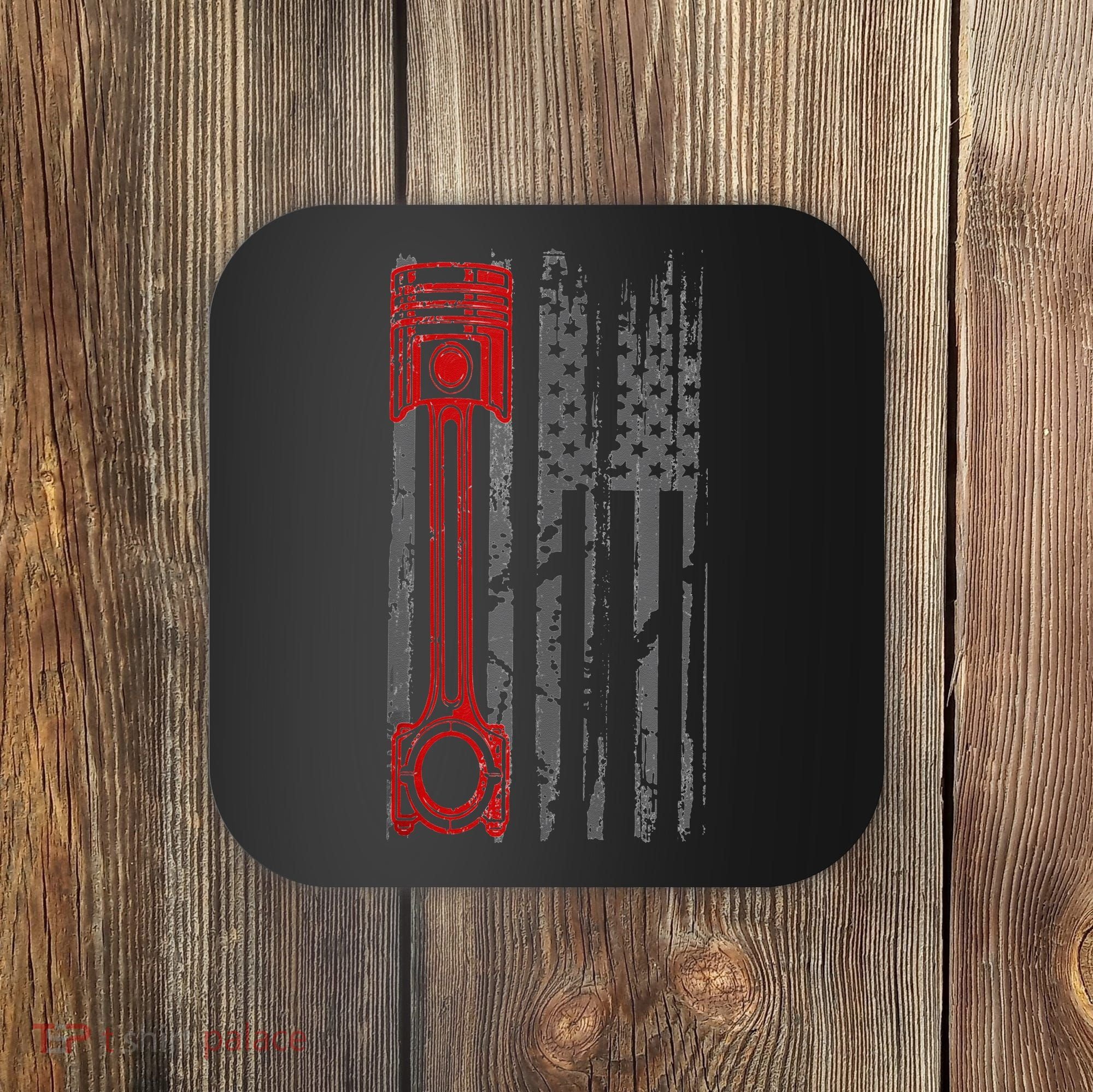 Drag Racer Pistons Patriotic American Flag Drag Racing Coaster