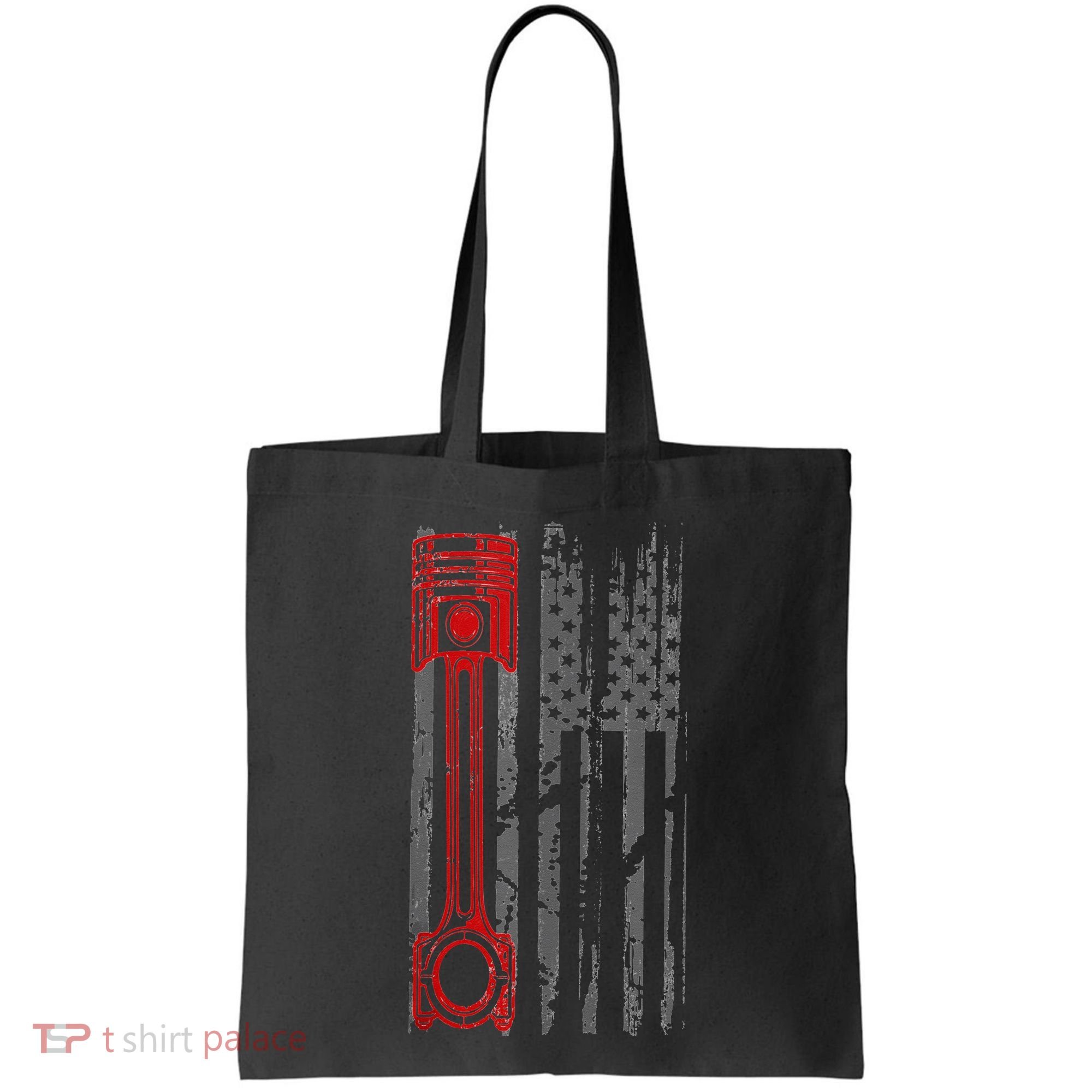 Drag Racer Pistons Patriotic American Flag Drag Racing Tote Bag