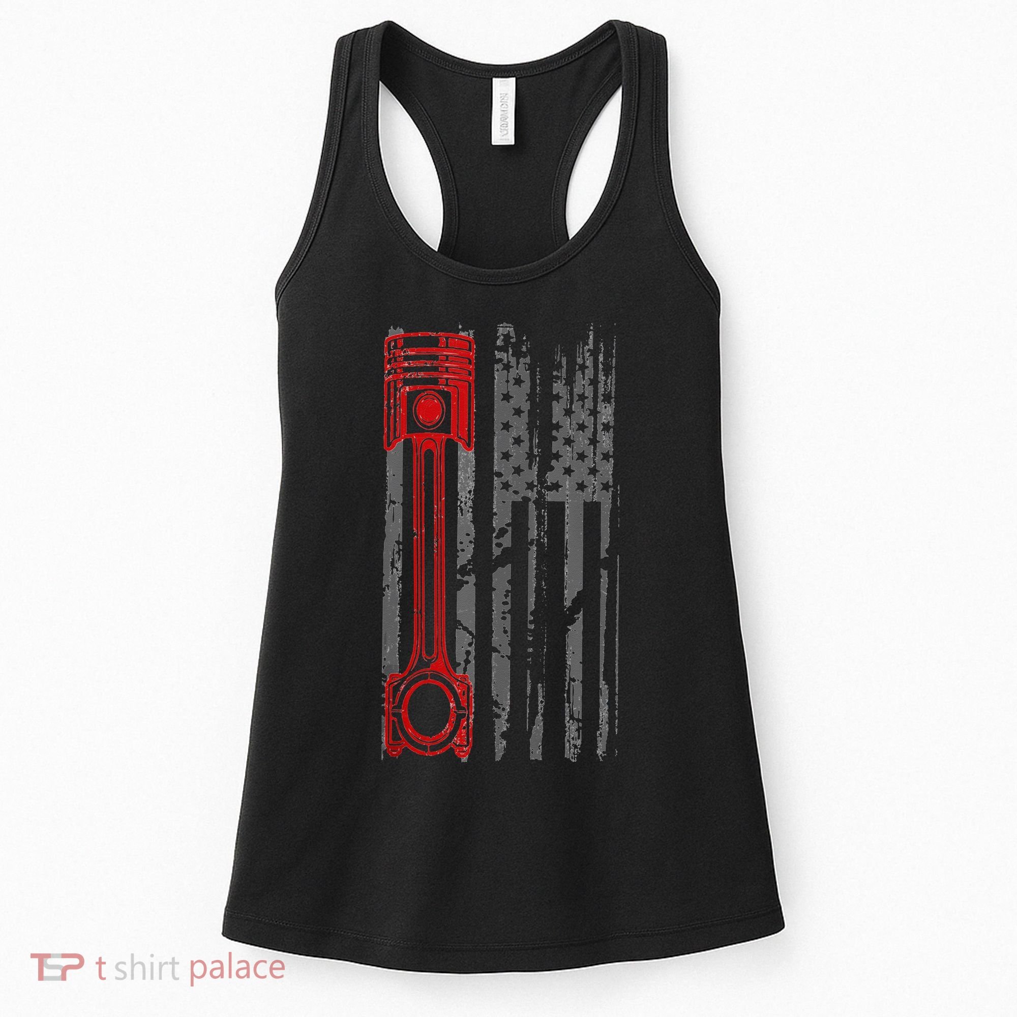 Drag Racer Pistons Patriotic American Flag Drag Racing Women's Tank Top