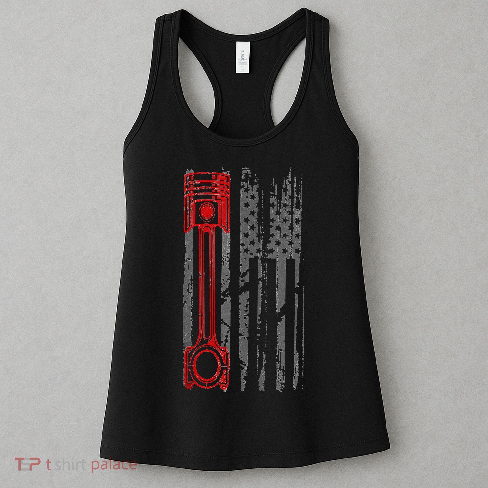 Drag Racer Pistons Patriotic American Flag Drag Racing Women's Tank Top